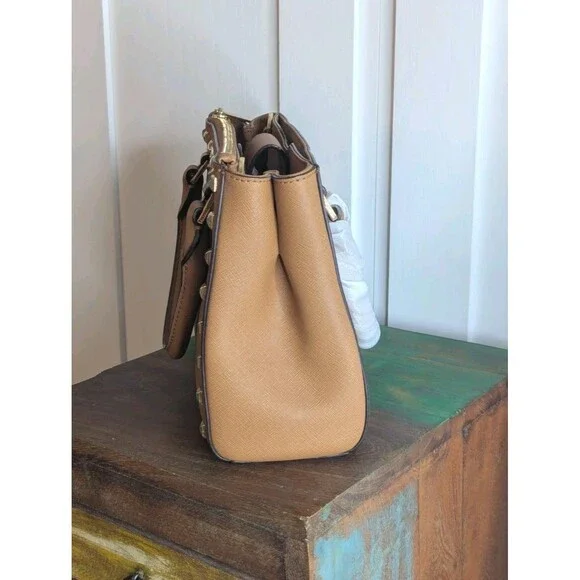 Michael Kors Satchel - Kellen, Brown , Studded, Removable Strap - Picture 4 of 8